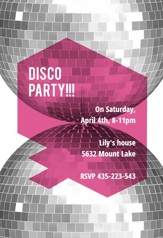 Modern Disco Party Printable Party Invitation Template (Free